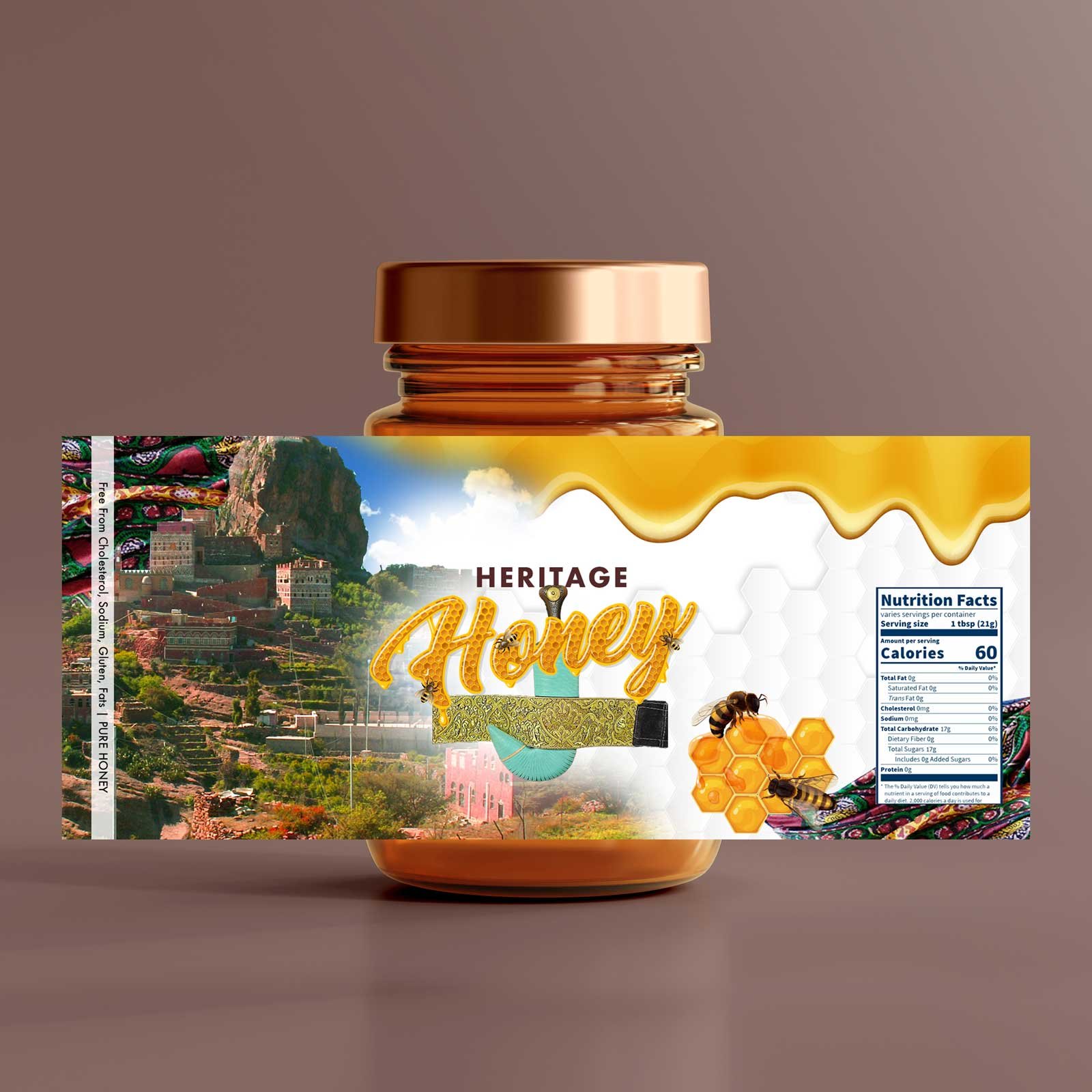 Heritage Honey premium jar label packaging